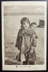 Mint France Real Picture Postcard RPPC Alaska Mission Eskimo Brother & Sister