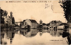 CPA MORET-sur-LOING L'Eglise et les Moulins - Vue prise du Loing (1320187)