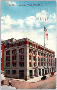 1913 Oneonta Hotel Oneonta New York NY Street View and Building Posted Postcard