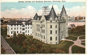 Vintage Postcard 1922 Wesley College And Students Quarters Winnipeg Canada