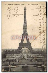 Old Postcard Paris Eiffel Tower and the Big Wheel