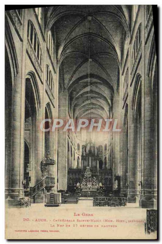 Old Postcard Auch Cathedrale Sainte Marie nave Organ