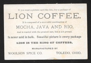 VICTORIAN TRADE CARD Lion Coffee Winter Rural View