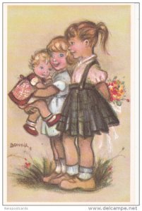 AS: Bonnie, Little Girls One Holding a Flower Bouquet and the Other Holding a...