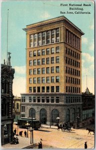 First National Bank Building San Jose California Street View Cars Bldg. Postcard