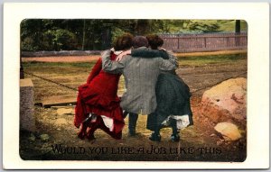 Love Triangle Would You Like A Job Like This Sweet Romance Postcard