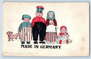 Family Postcard Made In Germany Dachshund Dog c1905 Unposted Antique