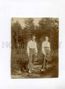 3017349 Young Men w/ TENNIS racquets Vintage REAL PHOTO