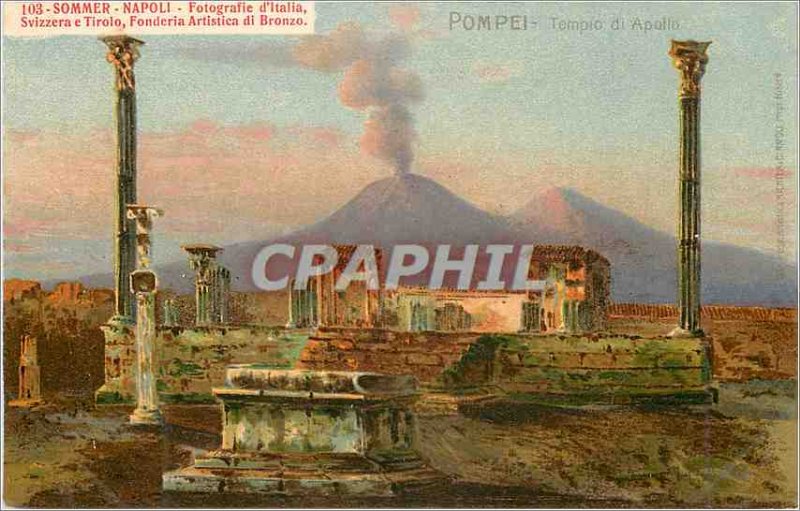 Old Postcard Pompei Tempio Apollo