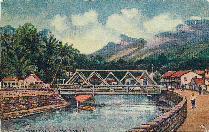 10717 Artist impression Honolulu Hawaii Suburbs postcard Circa 1910