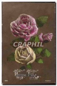 Old Postcard Bonne Fete Flowers