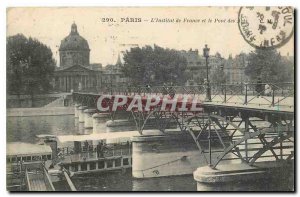 Old Postcard Paris Institute of France and the Pont des Arts