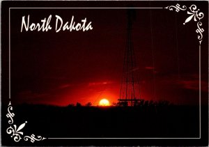 North Dakota Prairie Sunset and Oil Well