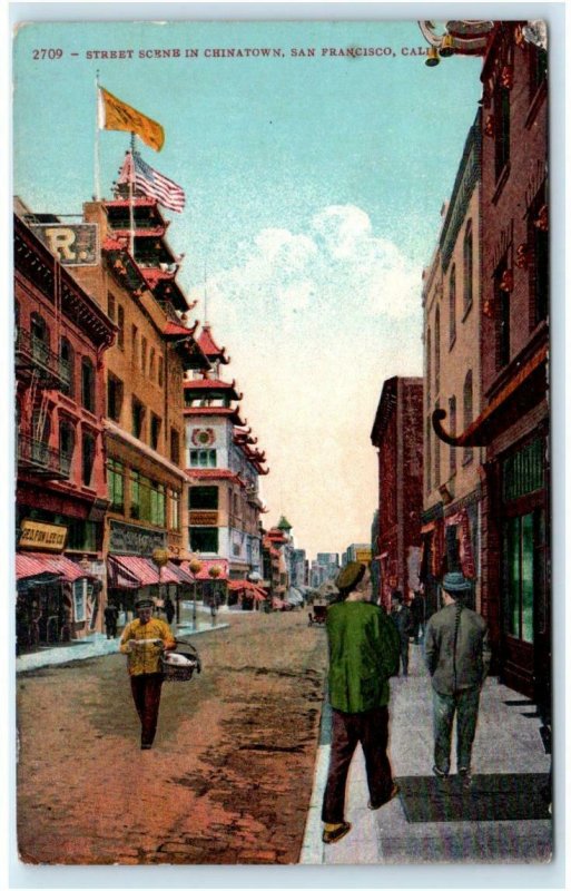 SAN FRANCISCO, CA California ~ Street Scene in CHINATOWN c1910s Postcard