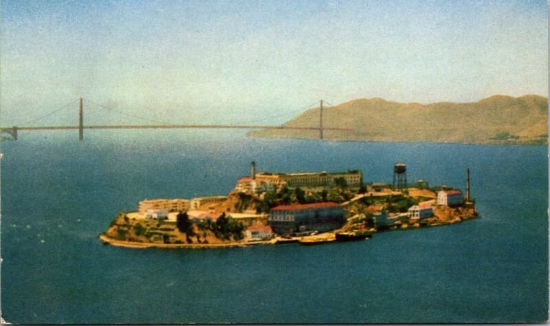 Alcatraz Island San Francisco Bay California Birds Eye View DB Postcard
