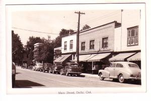 Real Photo, Main Street, Delhi, Cars, 5c to a $1.00 Store, Ontario,