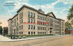 8 Postcards, Lawrence, Massachusetts, Bay State Bldg-High School-Post Office