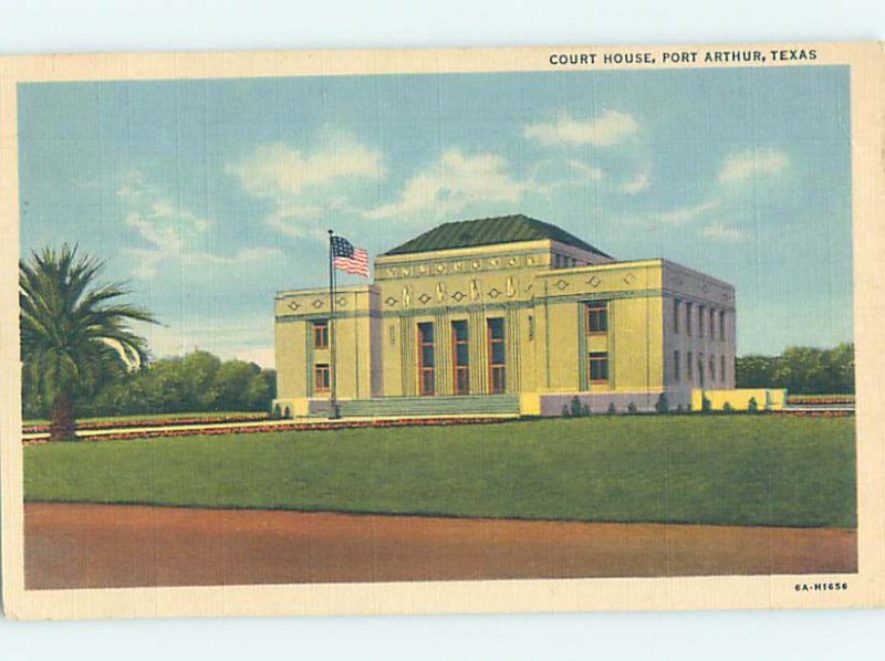 Linen COURTHOUSE SCENE Port Arthur Texas TX AE9974