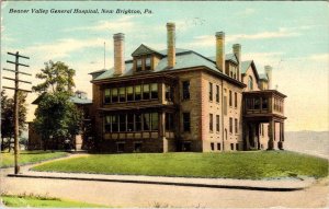 New Brighton, PA Pennsylvania  BEAVER VALLEY GENERAL HOSPITAL  1911 Postcard
