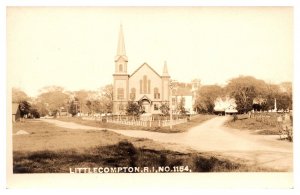 RPPC Methodist Church c. 1910, Picket Fence, Little Compton, RI Postcard