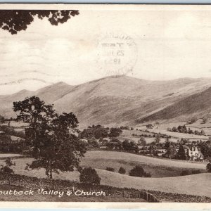 c1930s Troutbeck, UK Valley Church Hills Pastoral Rural Landscape Postcard A38