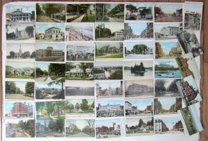 MASSACHUSETTS lot of 47 MA ANTIQUE POSTCARDS