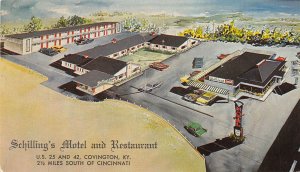 Covington Kentucky 1950-60s Postcard Schilling's Motel & Restaurant