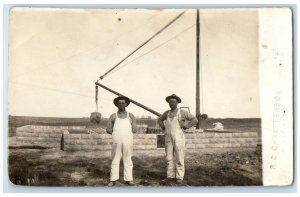 Laying Block Foundation Occupational Minneapolis Minnesota RPPC Photo Postcard