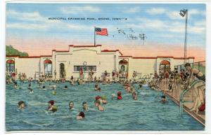 Swimming Pool Municipal Boone Iowa 1942 linen postcard