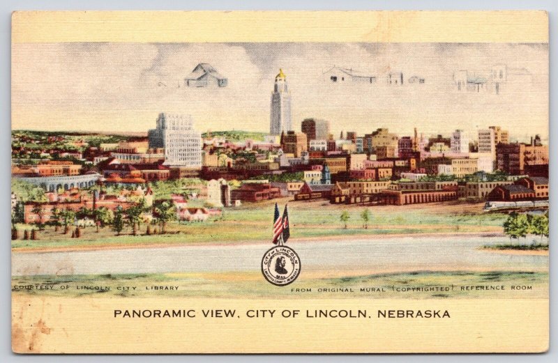 Panoramic View City Of Lincoln Nebraska NB Building Highway Landmark Postcard
