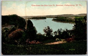 Parkersburg West Virginia 1908 Postcard Down Ohio River From Fort Boreman