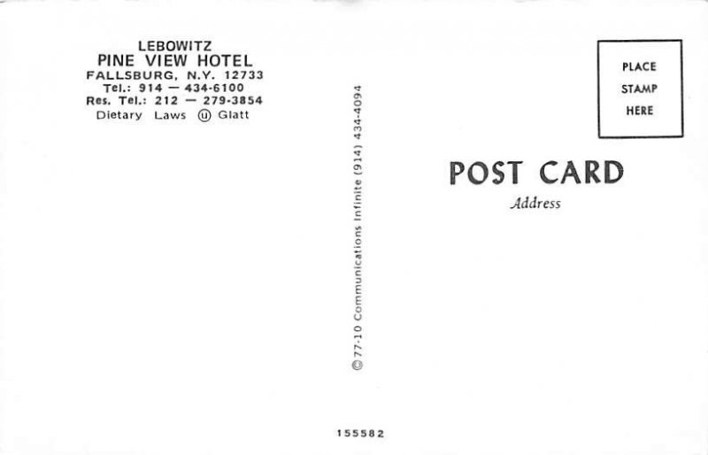 Lebowitz Pine View Hotel Fallsburg, New York NY