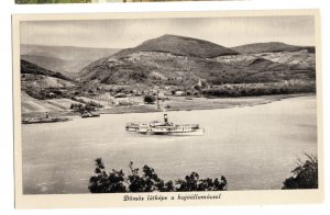 P3194 vintage postcard domos latkepe a hajallomassal, steamer ship hungary