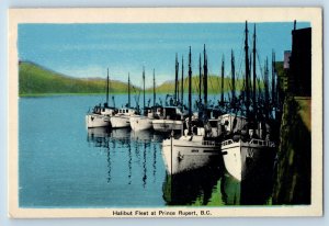 Prince Rupert British Columbia Canada Postcard Halibut Fleet c1940's Vintage