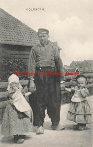 Netherlands, Volendam, Father & Daughters in Ethnic Folklore Costume