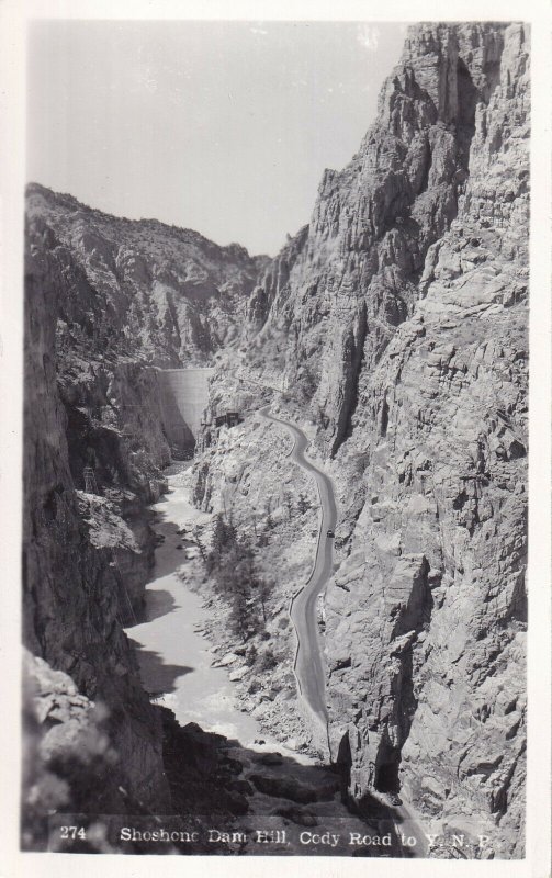 RP; CODY ROAD, Wyoming, 1930-1940s; Shoshone Dam Hill, Cody Road To Y.N.P.