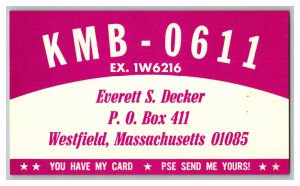 QSL Radio Card From Westfield Massachusetts KMB - 0611 