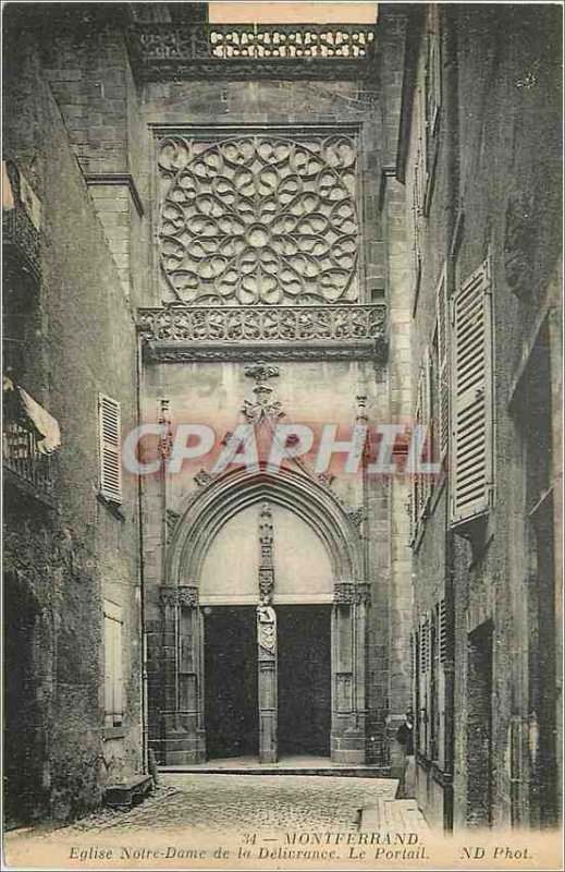 Old Postcard 34 montferrand church our lady of the issuance portal