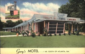 Atlanta Georgia GA Gary's Motel Art Deco Linen Vintage Postcard