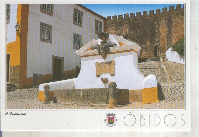 Postal 014159: Fuente en el acceso al Castillo de Obidos, Portugal