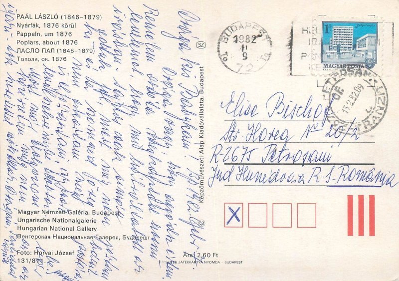 fine arts Postcard Poplars landscape painting Paal Laszlo 