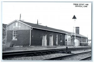 1981 C&NW Depot Denison Iowa IA Railroad Train Depot Station RPPC Photo Postcard