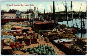HAVANA, CUBA   WHARF SCENE  ca 1910s    Postcard