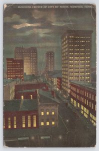State View~Air View Business Center At Night Memphis Tennessee~Vintage Postcard
