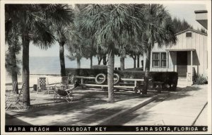 Sarasota Florida FL Mara Beach Longboat Key Tinted Real Photo Vintage Postcard
