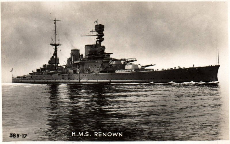 RPPC Photo British Royal Navy HMS Renown Battlecruiser War Time