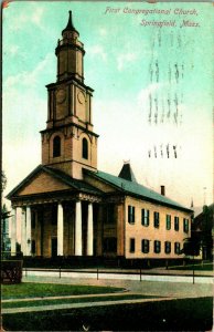 Congregational Church Springfield Massachusetts MA 1909 DB Postcard