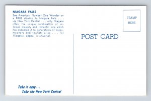 Niagara Falls Train Rainbow Waterfalls New York Central Historic VNG Postcard