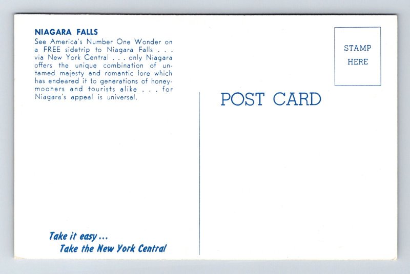 Niagara Falls Train Rainbow Waterfalls New York Central Historic VNG Postcard