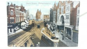 Old Postcard Queen Square Wolverhampton Tram Coalite Ad Hinde Cigar Importers 